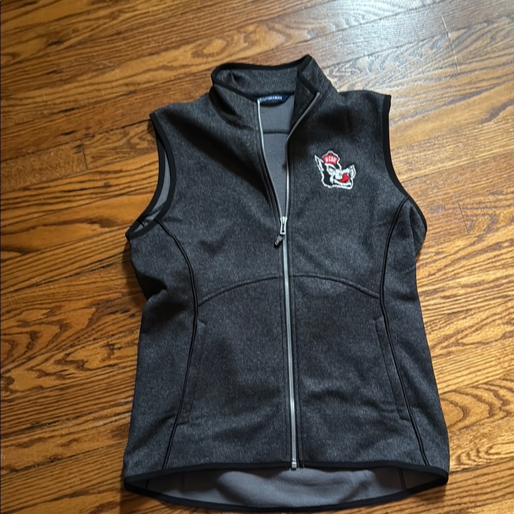 NC State Gray Sleeveless Zip-Up Vest